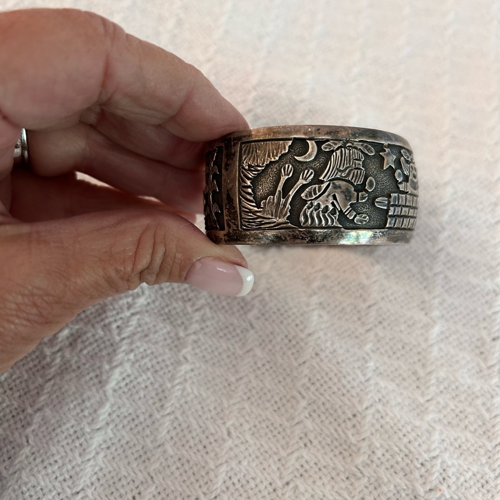 Silver Native American Western Storyteller Bracelet